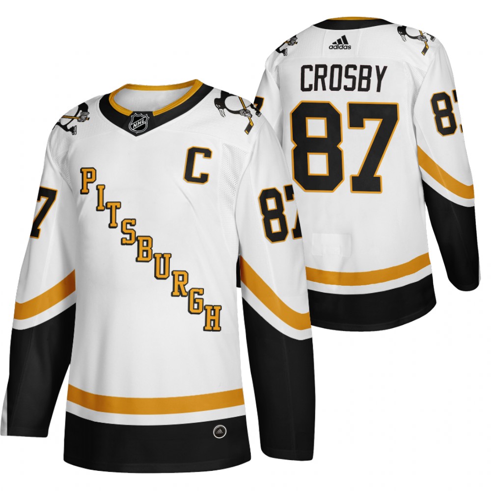 2021 Adidias Pittsburgh Penguins 87 Sidney Crosby White Men Reverse Retro Alternate NHL Jersey